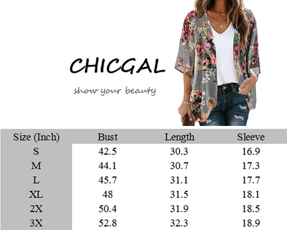 Women's Floral Kimono Cardigan Print Short Sleeve Shawl Chiffon Casual Summer Blouse Tops