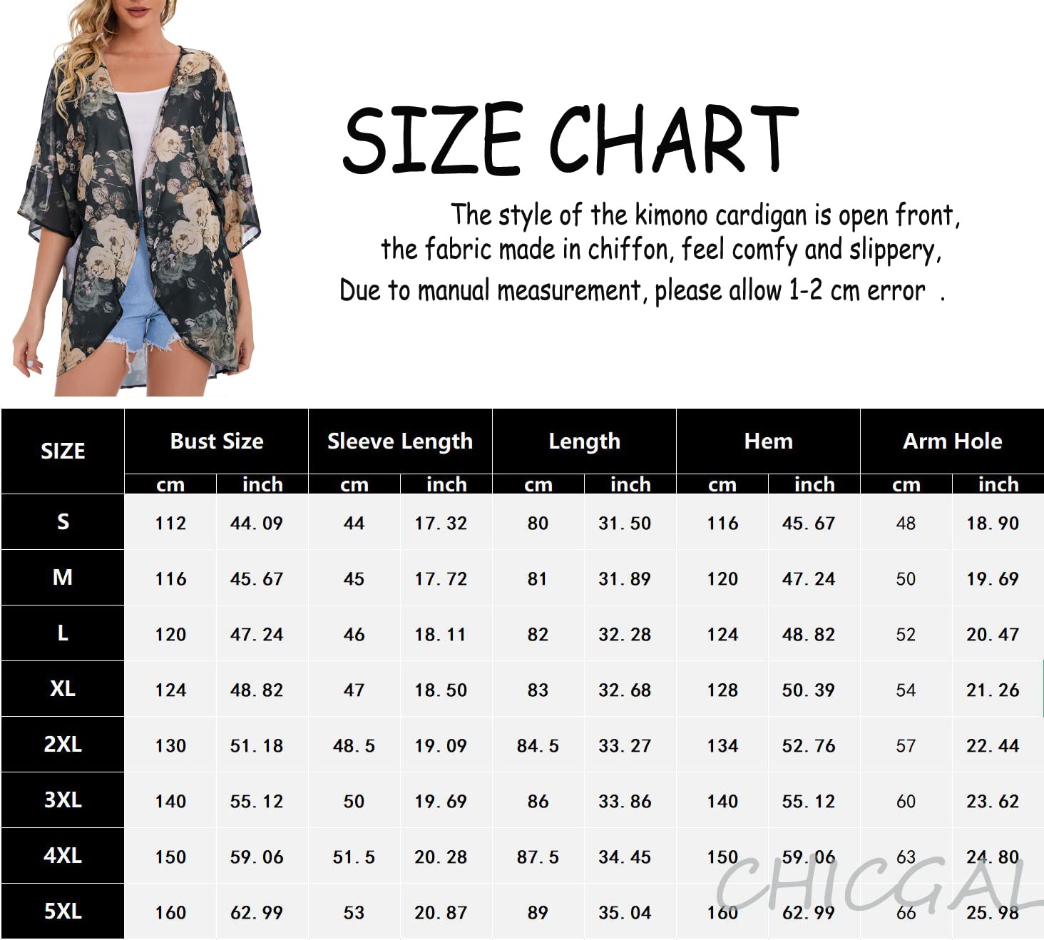 Women's Floral Kimono Cardigan Print Short Sleeve Shawl Chiffon Casual Summer Blouse Tops