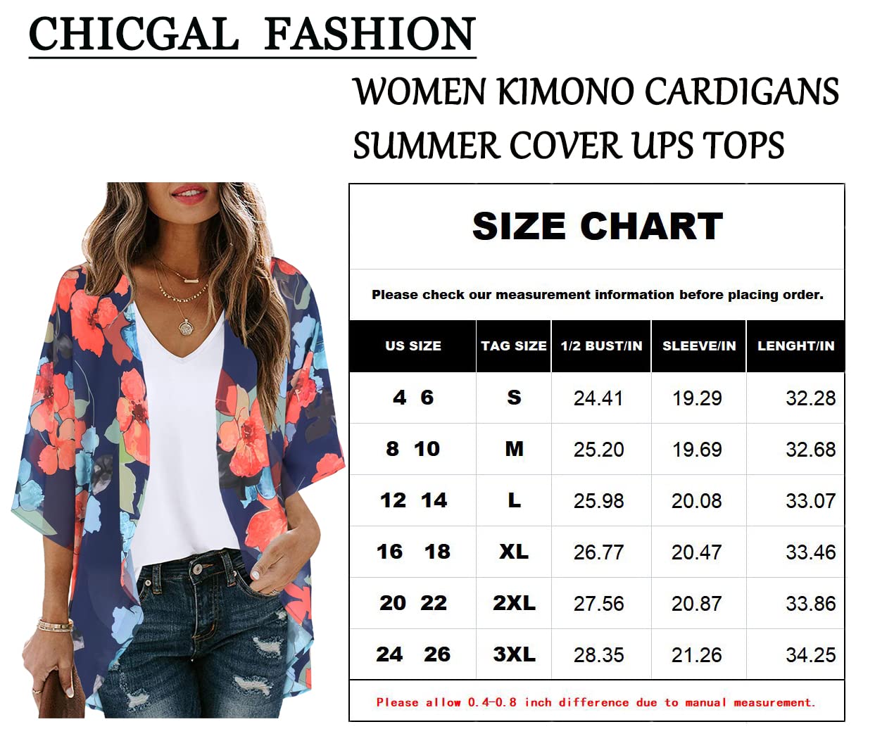 Women's Floral Kimono Cardigan Print Short Sleeve Shawl Chiffon Casual Summer Blouse Tops