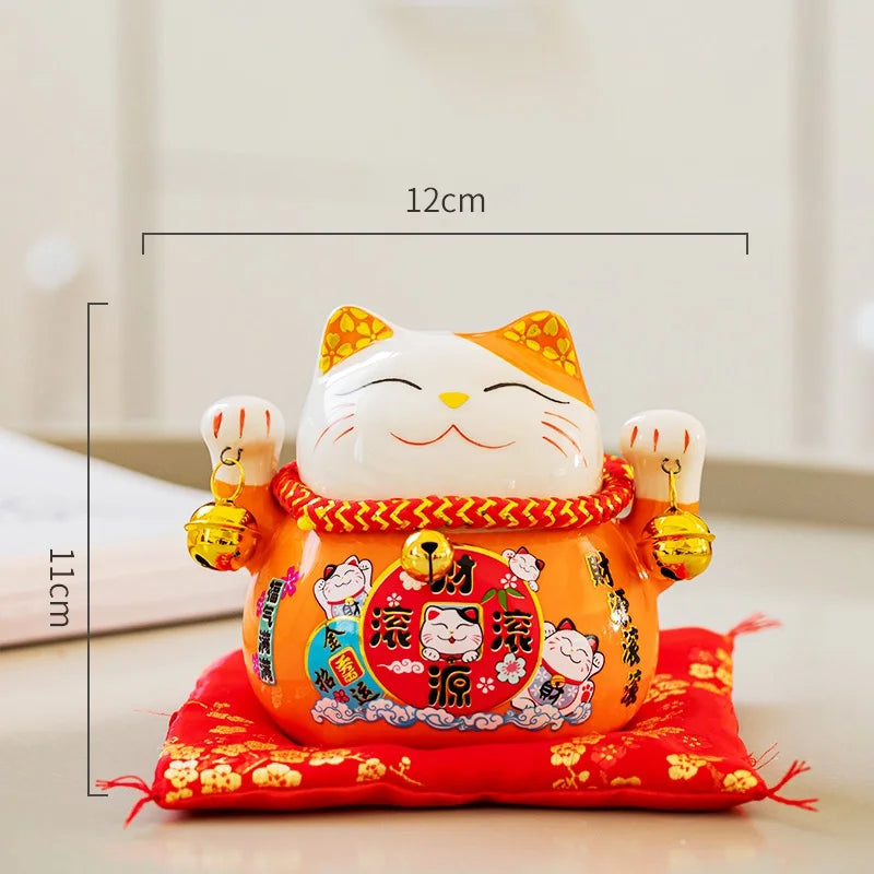 4.5 inch Ceramic Maneki Neko Lucky Cat Money Box Fortune Colored Cat