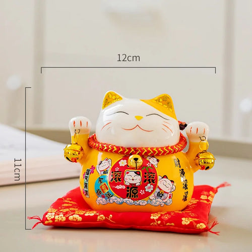 4.5 inch Ceramic Maneki Neko Lucky Cat Money Box Fortune Colored Cat