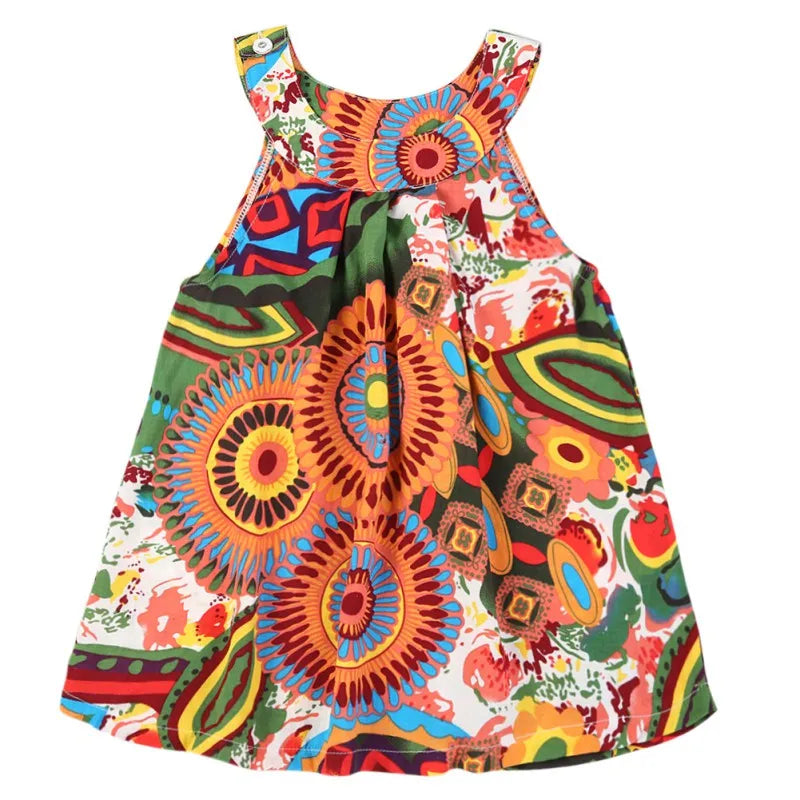 6M-4T Baby Bohemian Dresses Print Vest Girl Baby Clothing Fashion Kids