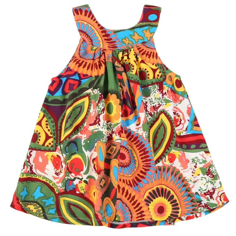 6M-4T Baby Bohemian Dresses Print Vest Girl Baby Clothing Fashion Kids