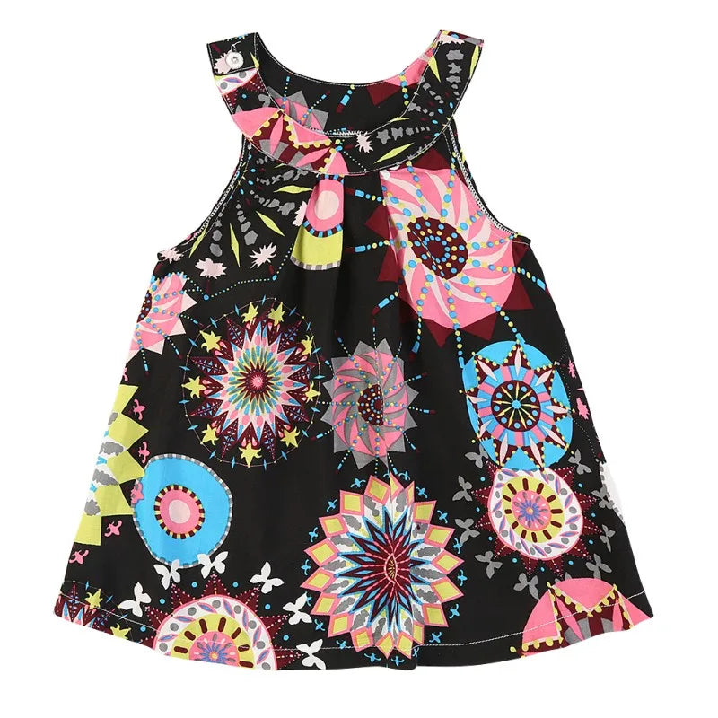 6M-4T Baby Bohemian Dresses Print Vest Girl Baby Clothing Fashion Kids