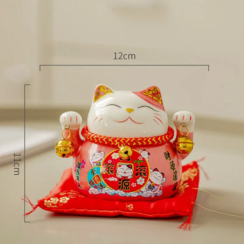 4.5 inch Ceramic Maneki Neko Lucky Cat Money Box Fortune Colored Cat