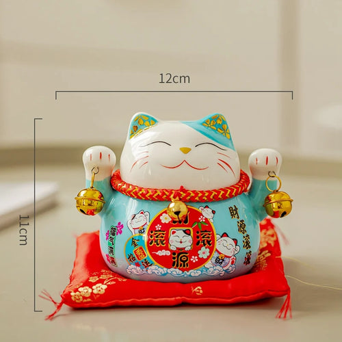 4.5 inch Ceramic Maneki Neko Lucky Cat Money Box Fortune Colored Cat