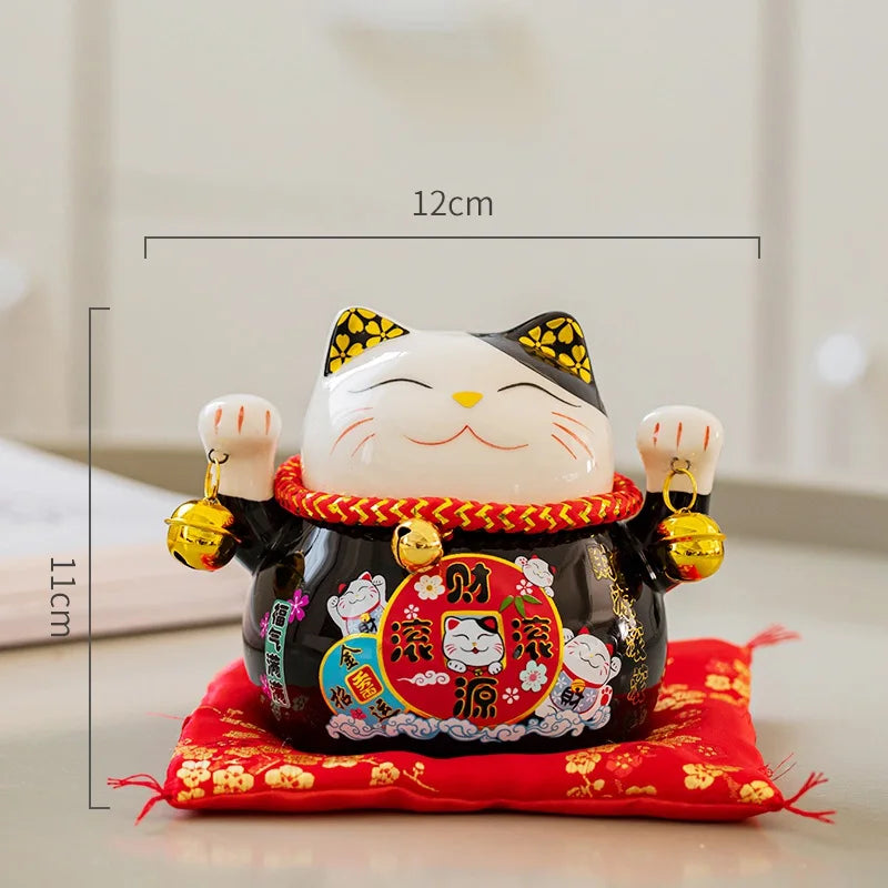 4.5 inch Ceramic Maneki Neko Lucky Cat Money Box Fortune Colored Cat