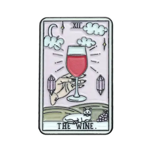 Creative Retro Tarot Cards Bohemian Style Badges Pizza Donuts Red Wine