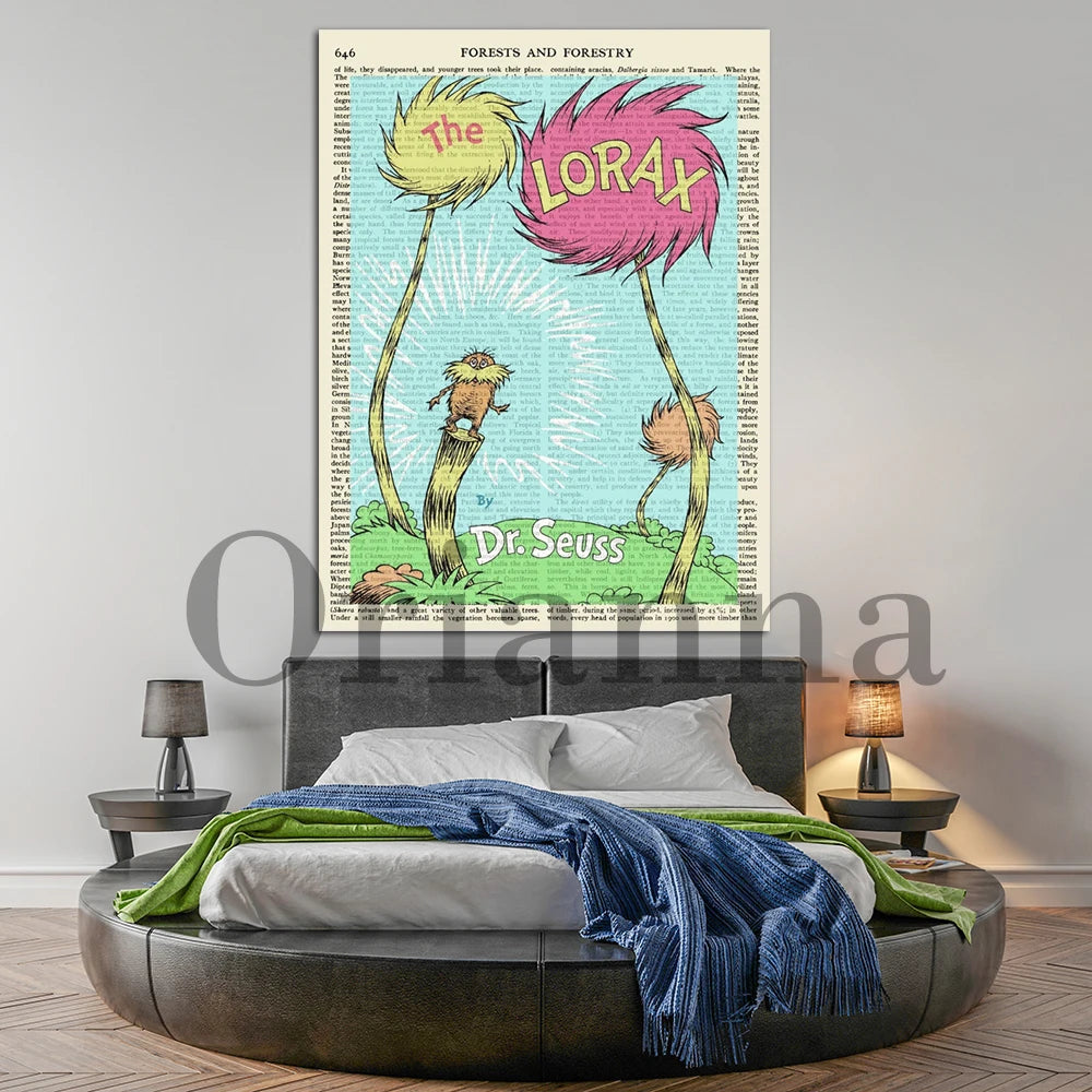 The Lorax Book Cover Old Page Affordable Childrens Book Retro Wall Art