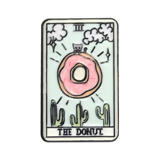 Creative Retro Tarot Cards Bohemian Style Badges Pizza Donuts Red Wine