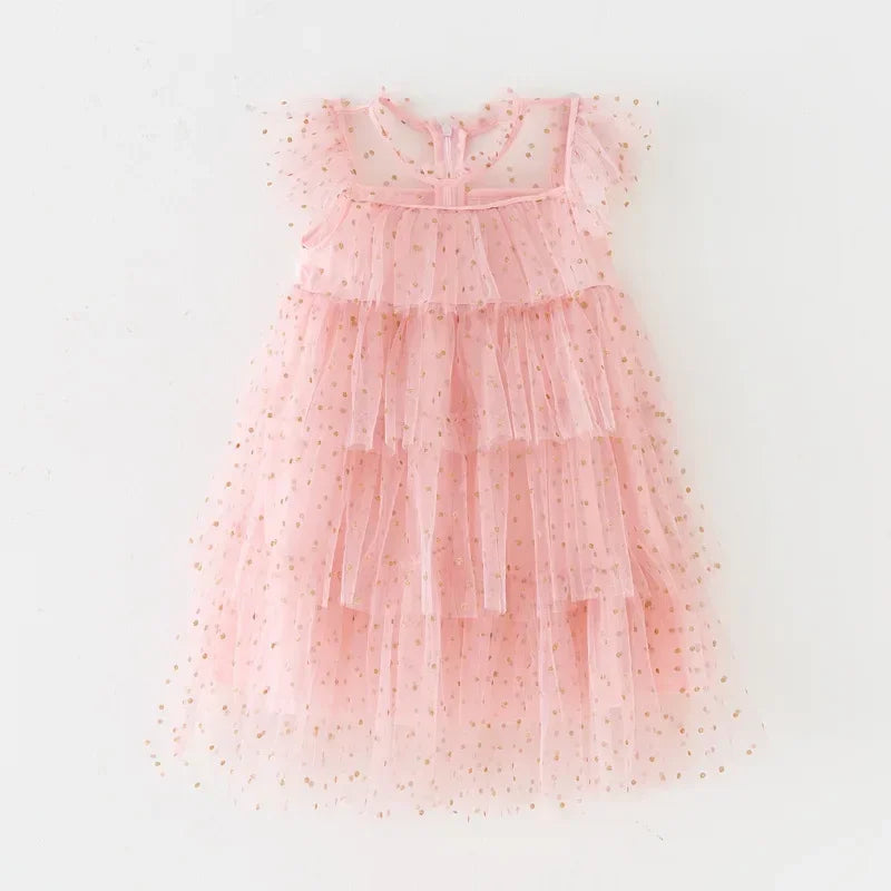 Baby Girl Toddler Clothes Princess Dress Pink Stars Sequins Cake Puffy