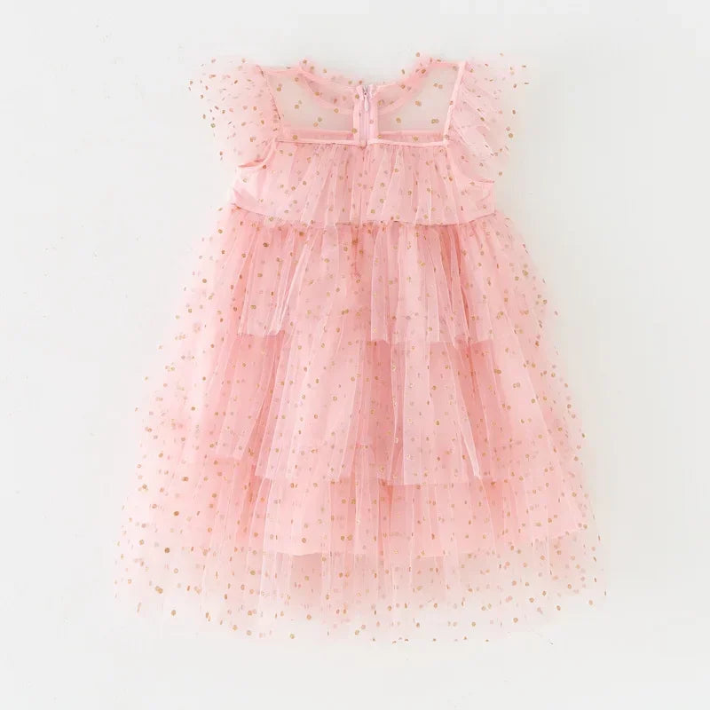 Baby Girl Toddler Clothes Princess Dress Pink Stars Sequins Cake Puffy