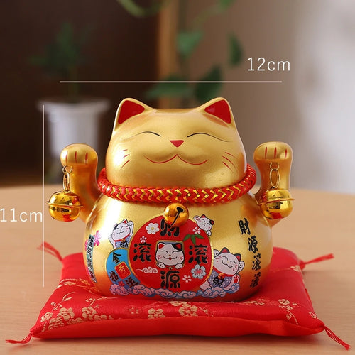 4.5 inch Ceramic Maneki Neko Lucky Cat Money Box Fortune Colored Cat