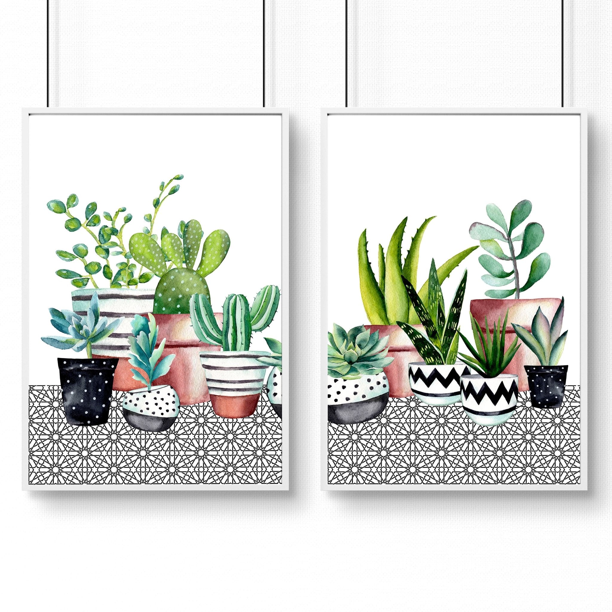 Kitchen wall pictures | set of 2 Succulent wall art prints